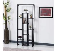 [en.casa] Soporte para Plantas con Varios Estantes Estantería para Macetas Florero Decoración Metal/Aglomerado 150 x 60 x 19 cm Mármol Negro