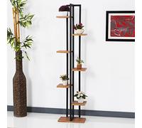 [en.casa] Soporte para Plantas de 6 Niveles Estantería para Macetas Florero Decoración Metal/Aglomerado 150 x 34 x 21 cm Negro Efecto Nogal