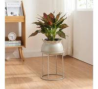 Soporte para plantas assen con macetero metal 38xø24cm - beige [en.casa]