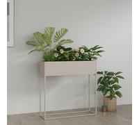 [en.casa] Soporte para Plantas Joensuu con Jardinera Estantería Elevada para Plantas Apto para Interior y Exterior Terraza Salón Oficina Acero 80 x 80 x 25 cm - Gris claro