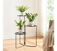 [en.casa] Soporte para Plantas Ostre de 3 Niveles Estantería de Pie con 3 Estantes Redondos Organizador de Macetas Portamacetas Metal 70 x 48 x 25 cm - Negro