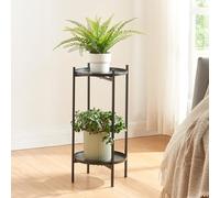 [en.casa] Soporte para Plantas Tuusula de 2 niveles Organizador de Macetas Estantería de pie para Flores con 2 Estantes Portamacetas Metal 54 x Ø 25 cm - Negro
