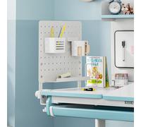 [en.casa] Tablero Perforado Sauda Organizador de Escritorio Panel Perforado con Estante Soporte para Libros Portavasos Portalápices Despacho Estudio 50 x 50 cm - Blanco