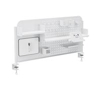 [en.casa] Tablero Perforado Sauda Organizador de Escritorio Panel Perforado con Estantes Cajas Soporte de Tablet para Accesorios de Oficina Despacho Estudio 114 x 68 cm - Blanco