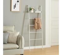 Toallero escalera øksnes con estante acero 160x50x27,5cm - blanco [en.casa]