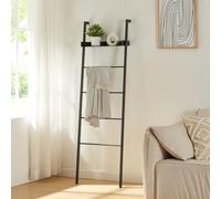 Toallero escalera øksnes con estante acero 160x50x27,5cm - negro [en.casa]
