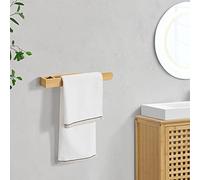 [en.casa] Toallero de Pared Barra de Toalla Sin Taladro Soporte para Paños de Cocina con Tira Autoadhesiva Bambú 38 x 5 x 4 cm Natural