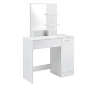 [en.casa] Tocador Mesa de Maquillaje con Espejo 138 x 90 x 38 cm Mesa cosmética Armario con Puerta con Cajón y 3 Estantes Blanco