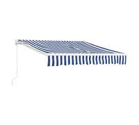 [en.casa] Toldo Impermeable Exterior Bitonto Toldo Articulado con Armazón y Brazo Extraíble Retráctil Manual y Enrollable con Manivela Parasol para Terraza Balcón Patio 350 x 250 cm - Azul/Blanco