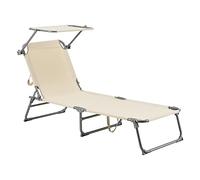 [en.casa] Tumbona Jardín Getaria Tumbona Plegable Hamaca con Toldo Muebles Jardin Exterior hasta 115 kg Silla Reclinable Tela/Acero 189 x 57 x 28 cm - Beige