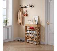 [en.casa] Zapatero Boppeelo Organizador de Zapatos de 5 Niveles y Cajón Almacenaje de Calzados Estantería Abierto para Dormitorio Baño Aglomerado 94 x 75 x 30 cm - Efecto Roble Sonoma