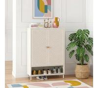 [en.casa] Zapatero Coleraine Armario con 3 Estantes Rebulables en Altura y 2 Puertas Batientes Mueble Zapatero Organizador para Zapatos Multiusos Acero 115 x 80 x 35 cm - Blanco Crema
