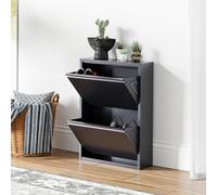 [en.casa] Zapatero de Pared Sokndal Organizador de Zapatos con 2 Puertas para 4 Pares Mueble de Calzados para Entrada Pasillo Metal 71 x 50 x 15 cm - Gris