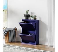 [en.casa] Zapatero de Pared Sokndal Organizador de Zapatos con 2 Puertas para 4 Pares Mueble de Calzados para Entrada Pasillo Metal 71 x 50 x 15 cm - Azul Noche