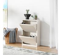 [en.casa] Zapatero de Pared Sokndal Organizador de Zapatos con 2 Puertas para 4 Pares Mueble de Calzados para Entrada Pasillo Metal 71 x 50 x 15 cm - Blanco Roto