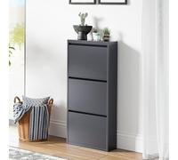 [en.casa] Zapatero de Pared Sokndal Organizador de Zapatos con 3 Puertas para 6 Pares Mueble de Calzados para Entrada Pasillo Metal 104 x 50 x 15 cm - Gris