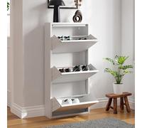 [en.casa] Zapatero de Pared Sokndal Organizador de Zapatos con 3 Puertas para 6 Pares Mueble de Calzados para Entrada Pasillo Metal 104 x 50 x 15 cm - Blanco