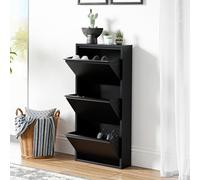 [en.casa] Zapatero de Pared Sokndal Organizador de Zapatos con 3 Puertas para 6 Pares Mueble de Calzados para Entrada Pasillo Metal 104 x 50 x 15 cm - Negro