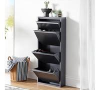 [en.casa] Zapatero de Pared Sokndal Organizador de Zapatos con 3 Puertas para 6 Pares y 1 Compartimento Pequeño Mueble de Calzados para Entrada Pasillo Metal 118 x 50 x 15 cm - Gris
