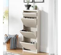 Zapatero sokndal con 3+1 puertas 118x50x15 cm metal - blanco roto [en.casa] 118 cm