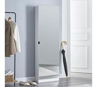 [en.casa] Zapatero Meura Organizador de Calzados con 5 Bolsillos para 10 Pares Puerta con Espejo Aglomerado y Efecto Lana 160 x 48 x 20 cm - Blanco
