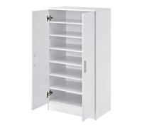 [en.casa] Zapatero Notribontaa Armario con 7 Estantes y 2 Puertas Batientes Mueble Zapatero Organizador para 14 Pares de Zapatos Multiusos Aglomerado 108 x 55 x 35 cm - Blanco