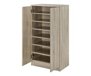 [en.casa] Zapatero Notribontaa Armario con 7 Estantes y 2 Puertas Batientes Mueble Zapatero Organizador para 14 Pares de Zapatos Multiusos Aglomerado 108 x 55 x 35 cm - Efecto Roble