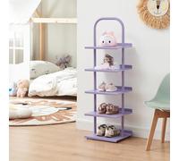 [en.casa] Zapatero para Niños Poytya Organizador Zapatos para 5 Pares Almacenaje Juguetes Estanteria Infantil de 5 Niveles Acero 96 x 30 x 27 cm - Violeta