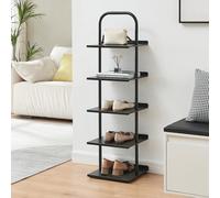 [en.casa] Zapatero Poytya Organizador de Zapatos para 5 Pares Almacenaje Estantería Abierto para Calzado de 5 Niveles Acero 119 x 34 x 32 cm - Negro
