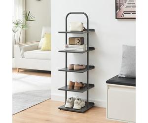 [en.casa] Zapatero Poytya Organizador de Zapatos para 5 Pares Almacenaje Estantería Abierto para Calzado de 5 Niveles Acero 119 x 34 x 32 cm - Antracita
