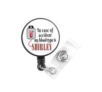 En caso de accidente My Blood Type is Shirley Gift Bartender Thank You Gift Carrete de insignia para bebedor alcohólico (Shirley Badge UK)