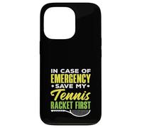 En Caso de Emergencia Save My Tennis Racket First Tennis Carcasa para iPhone 13 Pro