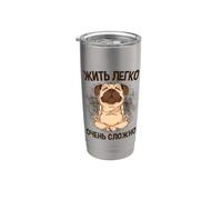 En Directo Simplemente Es Duro Perro Ruso Yoga Rusia Perros Vaso térmico de acero inoxidable de doble pared