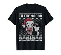 En el moood, divertido juego de palabras de vaca de Navidad cara fea suéter Camiseta