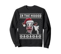 En el moood, divertido juego de palabras de vaca de Navidad cara fea suéter Sudadera