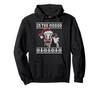 En el moood, divertido juego de palabras de vaca de Navidad cara fea suéter Sudadera con Capucha