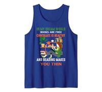 En el Mundo de mis sueños, los Libros Son Gratis, los Chocolates Son saludables Camiseta sin Mangas, Hombre, Azul Real, L