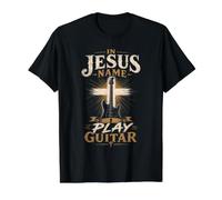 En el Nombre de Jesús toco la Guitarra Camiseta gráfica económica, Hombre, Negro, M