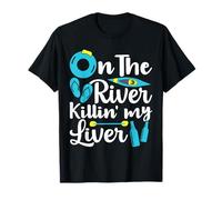 En el río Killin' My Liver Funny Float Trip Tubing River Camiseta