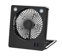 En el ventilador solar recargable - Dispositivo de refrigeración plegable, luz LED tranquila, accesorio de viaje, camping Marcia Playa | Ventilador de energía solar Mul