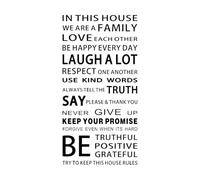 En esta casa somos una familia Adhesivos de pared de vinilo extraíbles con citas y refranes, calcomanías de decoración de pared para sala de estar, hogar, tamaño pequeño: 42x88 cm