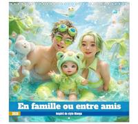 En famille ou entre amis - Inspiré du style Manga (Calendrier mural carré 2026 30 x 60 cm (ouvert)) Calendrier double avec une page pour vos prises de notes