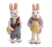 Én Gry & Sif Conejo de Pascua pequeño para colgar, laborioso trabajo a mano con muchos detalles, comercio justo, decoración de Pascua de fieltro I Conejo blanco 15 cm