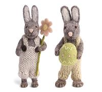 Én Gry & SIF Pequeñas figuras de conejos de Pascua para colgar, hechas a mano con muchos detalles, comercio justo, conejo de Pascua de fieltro, conejo decorativo gris 15 cm
