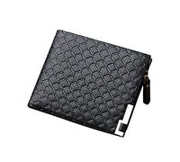 EN HEAD Cartera para Hombre Casual Cremallera 3X Horizontal Encuadernación Hardware Vintage Moda Cartera Cartera Hombre Grande con Monedero, Negro , talla única