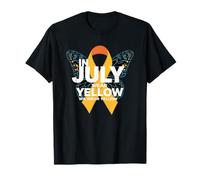 En julio usamos cinta amarilla divertida con mariposas amarillas Camiseta