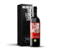 «En la cama no tengo límites Anoche me caí 2 veces» Mensaje en una Botella. Vino Tinto Premium Reserva 12 Meses + Gift Box. Etiqueta Roja PERSONALIZABLE