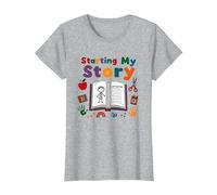 En la era de mi jardín de Infantes: Comenzando mi Historia Camiseta, Mujer, Gris Jaspeado, S