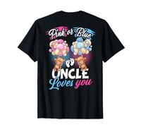 (EN LA Espalda) Osos Rosa O Azul Tío Te Ama Revelación De Género Camiseta
