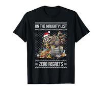 En la Lista traviesa Cero arrepentimientos Mapache Feo suéter de Navidad Camiseta